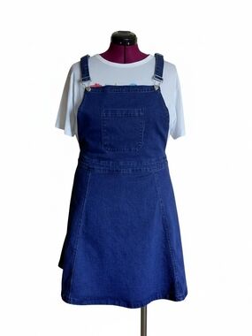 Classic Blue Denim Overall Midi Dress